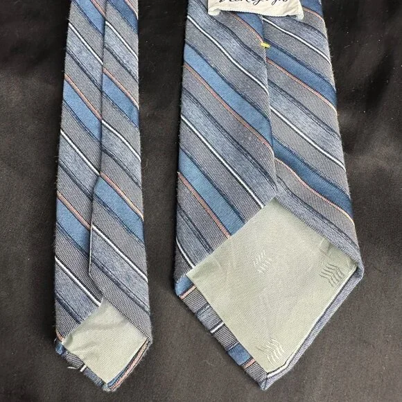 Vintage Van Gogh Blue Striped Necktie 80s 90s Pin Striped - Picture 13 of 16